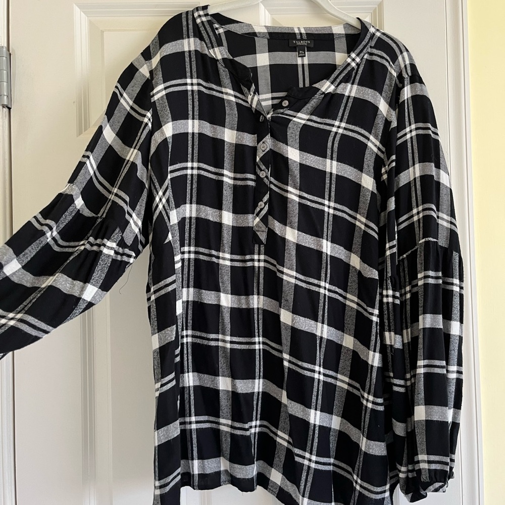 Talbots PLUS SIZE PETITE plaid blouse